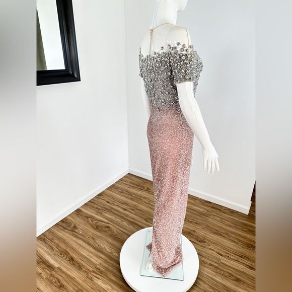 Pamella Roland Bead, Sequin, & Crystal-Embroidered Gown Size 12 - Picture 8 of 14